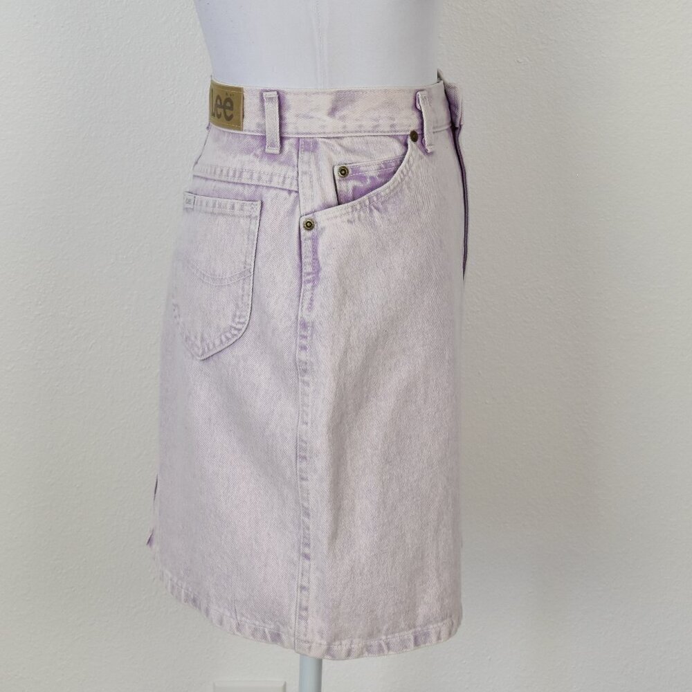 Vintage 80s LEE Denim Acid Wash Purple Pencil Skirt - 7 - Picture 7 of 11